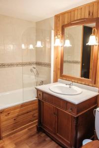 a bathroom with a sink and a mirror and a tub at Altitude 1745 - Mountain view in Font-Romeu +13 photos
