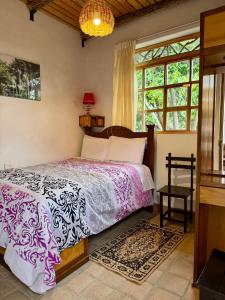 a bedroom with a bed and a window at Qushi Shoncu Lodge in Huaylas