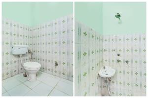 two pictures of a bathroom with a toilet and a sink at SPOT ON Gorav Smark in Malhour