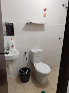 a bathroom with a toilet and a sink at Homestay No 68 Raub in Raub