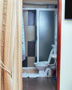 姆巴拉拉Acacia Hotel Mbarara的带卫生间和淋浴的浴室