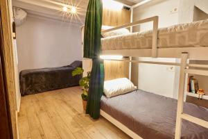 a dorm room with bunk beds and a plant at Oripando Hostel in Granada +43 photos