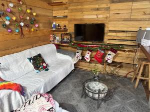 TV a/nebo společenská místnost v ubytování Quetzalli Rancho Sagrado