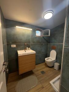 a bathroom with a sink and a toilet at לוריא יוקרה בעתיקה in Safed