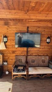 Μια τηλεόραση ή/και κέντρο ψυχαγωγίας στο Lodge near Bath for relaxing getaway with Hot tub