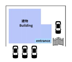 an image of a diagram of a carbuilding and entrance at SEA BASE Onna in Onna