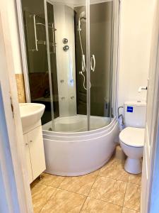 Koupelna v ubytování Casa dintre Brazi Colibita