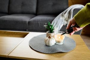 Posezení v ubytování Privatus romantiškas namelis dviems prie vandens Šilalės rajone