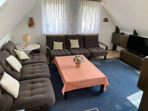 Χώρος καθιστικού στο Ferienhaus-HirschRudel-Ferienwohnung-3