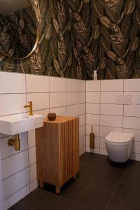 a bathroom with a sink and a toilet at Gastenverblijf Hunsingo in Winsum