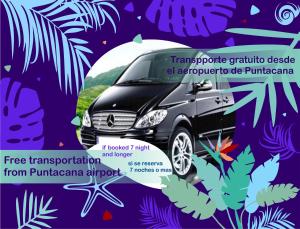 Un póster de un coche en los trópicos en Nice condo with fresh pool, en Punta Cana