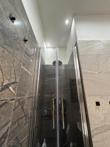 a shower with a glass door in a room at International Naples in Naples +63 photos