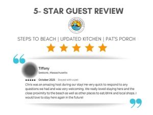a screenshot of the star guest review website at Steps to Beach Fireplace Pat's Porch in Hampton