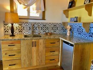 een keuken met een spoelbak en een aanrechtblad bij Turtle Beach Sanctuary, Utila in Utila +24 foto's