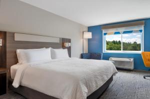 a hotel room with a bed and a window at Holiday Inn Express & Suites Pittsfield-Lenox-Berkshires by IHG in Pittsfield