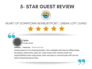a screenshot of the star guest review website at Heart of Downtown Newburyport Urban Loft Living in Newburyport