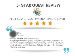 a screenshot of a star guest review on the star guest review website at Keefe Korner AC Parking Walk to Beach in Hampton