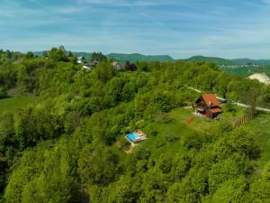 an aerial view of a house on a hill with trees at Chalet Vito - Where Luxury Meets Tranquility in Gregurić Breg