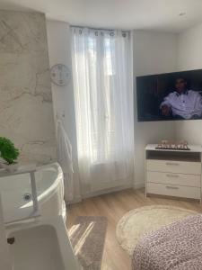 Μια τηλεόραση ή/και κέντρο ψυχαγωγίας στο Appartement Jacuzzi proche Cité Gastronomique +1 φωτογραφίες