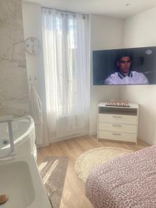Μια τηλεόραση ή/και κέντρο ψυχαγωγίας στο Appartement Jacuzzi proche Cité Gastronomique