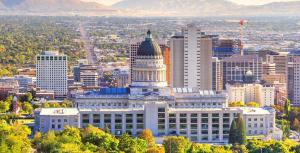 a view of the capitol building in a city at The Downtown Lookout DT Gym free parking in Salt Lake City