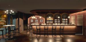 Ο χώρος του lounge ή του μπαρ στο HOTEL MYSTAYS Hakodate Station