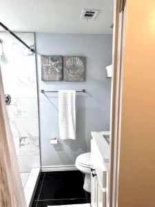 un piccolo bagno con wc e doccia di 3BD Condo Six Flags G Prairie GP36B a Heliport-Facility 5A Altre 11 foto