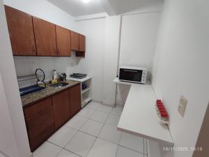 Η κουζίνα ή μικρή κουζίνα στο Acogedor departamento en excelente ubicación ENCAR