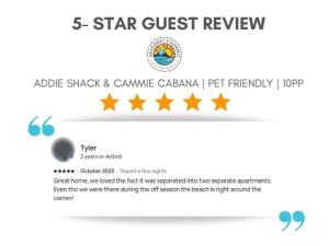 a screenshot of the star guest review app at Addie Shack & Cammie Cabana Pet Friendly 10pp in Salisbury