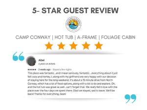 a screenshot of the star guest review website at Camp Conway Hot Tub AC New Kitchen Deck in Conway