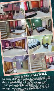 a collage of four pictures of a house at The Nest - Garwa in Miraj