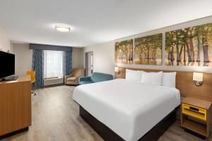 a hotel room with a bed and a tv at Days Inn by Wyndham Lincoln in Lincoln