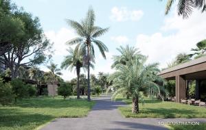 a walkway with palm trees in a park at Voyage Kundu in Antalya