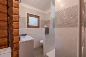 a bathroom with a toilet and a sink at Le chalet forestier de Guerlande - Disney 20min in Pézarches +27 photos