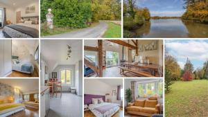 eine Collage mit Fotos eines Hauses in der Unterkunft La meulière de Guerlande - Disney 20min in Lumigny