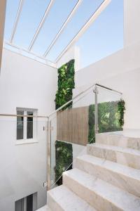 eine Glastreppe in einem Haus mit Oberlicht in der Unterkunft Genteel Home Patrocinio Cádiz in Cádiz