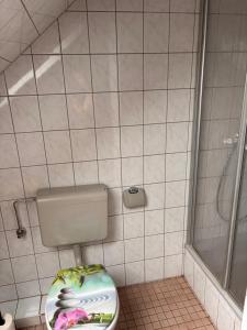 Ένα μπάνιο στο Ferienwohnung am Westerntor Jule inkl Parkplatz