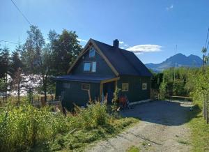a green house with a black roof at CC`s Green house in Tromsø