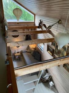 an overhead view of a living room in a tiny house at Wonderful Family Vacation Home in Ågerup