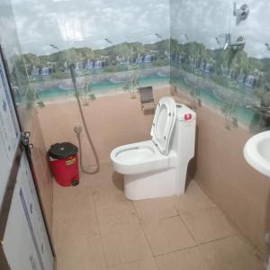 a bathroom with a toilet and a sink at Ecopark Homestay in Bharatpur