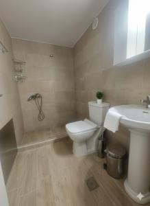 a bathroom with a toilet and a sink at Horizon Giouchtas View Archanes Home in Archanes