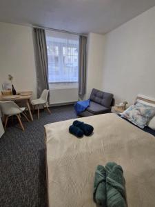 Postel nebo postele na pokoji v ubytování Apartmán Rejštejn