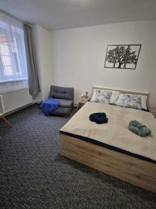 Postel nebo postele na pokoji v ubytování Apartmán Rejštejn