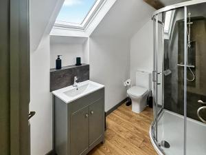 a bathroom with a sink and a shower and a toilet at The Mill House Uk47418 in Curry Mallet