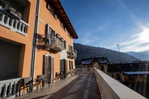 a view from the balcony of a building at Hotel Bernina in Tirano