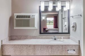 un bagno con lavandino e specchio di Mount Pleasant INN a Mount Pleasant