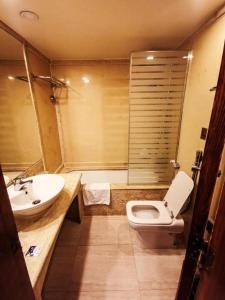 a bathroom with a toilet and a sink at Nile Cruise 3 nights From Aswan to Luxor in Aswan