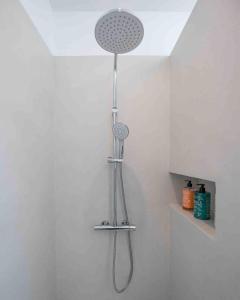 a shower in a bathroom with a shower head at Suite Cosy Barbizon in Barbizon