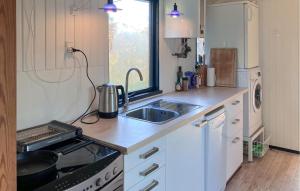Una pequeña cocina con fregadero y estufa. en 2 Bedroom Nice Home In Kirke Såby, en Kirke Såby