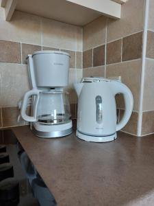 zwei Geräte auf einer Theke in einer Küche in der Unterkunft Maison 3 pièces domaine golf Pont Royal in Mallemort